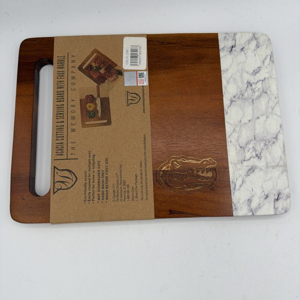 Acacia Cutting Serving Board "University of Florida Gators" Laser Cut Logo New
